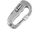 D Shape Carabiner Clip-On Clamp Key Chain Hook with Dual Knife& LED Torch